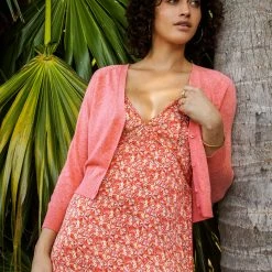 White + Warren Linen Blend Shrunken Cardigan