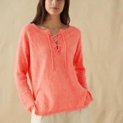 Coupon 👍 White + Warren Linen Slub Lace Up Top ❤️ 4 White + Warren Linen Slub Lace Up Top