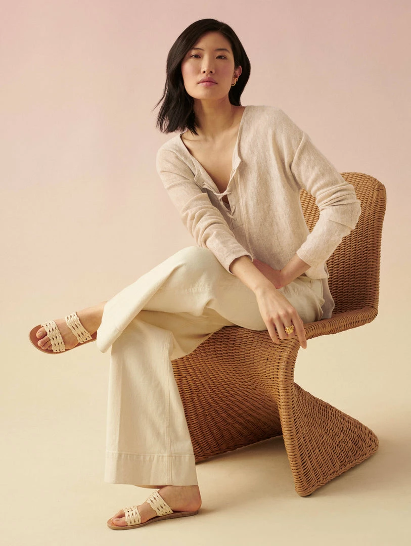 Buy 👏 White + Warren Vacation Wardrobe Linen Slub Lace Up Top 🔔 6 White + Warren Vacation Wardrobe Linen Slub Lace Up Top