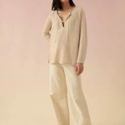 Buy 👏 White + Warren Vacation Wardrobe Linen Slub Lace Up Top 🔔 9 White + Warren Vacation Wardrobe Linen Slub Lace Up Top