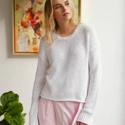 White + Warren Italian Recycled Cotton Cropped Crewneck