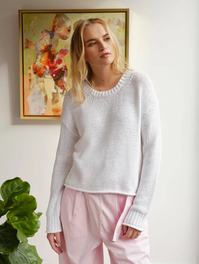 Best Pirce 𧨠White + Warren Italian Recycled Cotton Cropped Crewneck 𧨠1 White + Warren Italian Recycled Cotton Cropped Crewneck