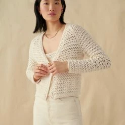 White + Warren Italian Blend Crochet Cardigan