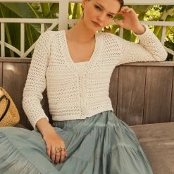 White + Warren Italian Blend Crochet Cardigan