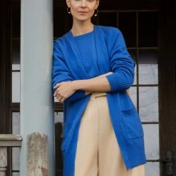 White + Warren Cashmere Patch Pocket Open Cardigan