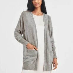 White + Warren Cashmere Patch Pocket Open Cardigan Cardigans