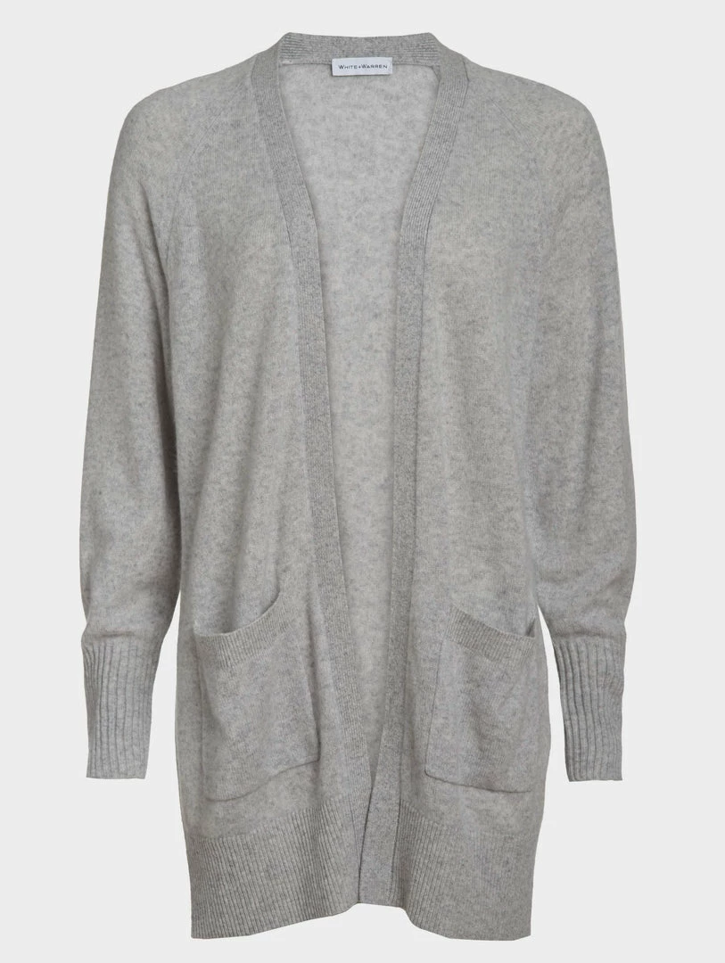 Hot Sale 😀 White + Warren Cashmere Patch Pocket Open Cardigan Cardigans 🎁 4 White + Warren Cashmere Patch Pocket Open Cardigan Cardigans