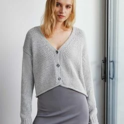 White + Warren Cardigans Italian Recycled Cotton Cropped Cardigan