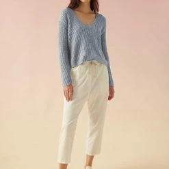 White + Warren Cotton Linen Marled V Neck Summer Staples