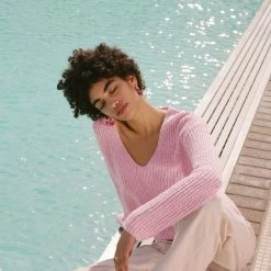 White + Warren Cotton Linen Marled V Neck Summer Staples