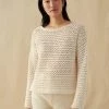 White + Warren Italian Blend Crochet Crewneck