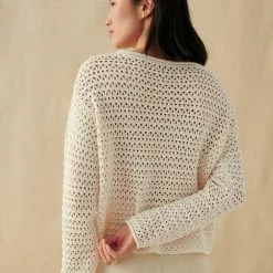 White + Warren Italian Blend Crochet Crewneck