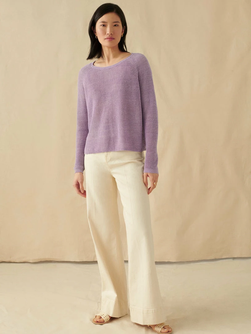 Hot Sale 🎉 White + Warren Linen Ribbed Crewneck 🔔 1 White + Warren Linen Ribbed Crewneck