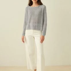 White + Warren Linen Ribbed Crewneck