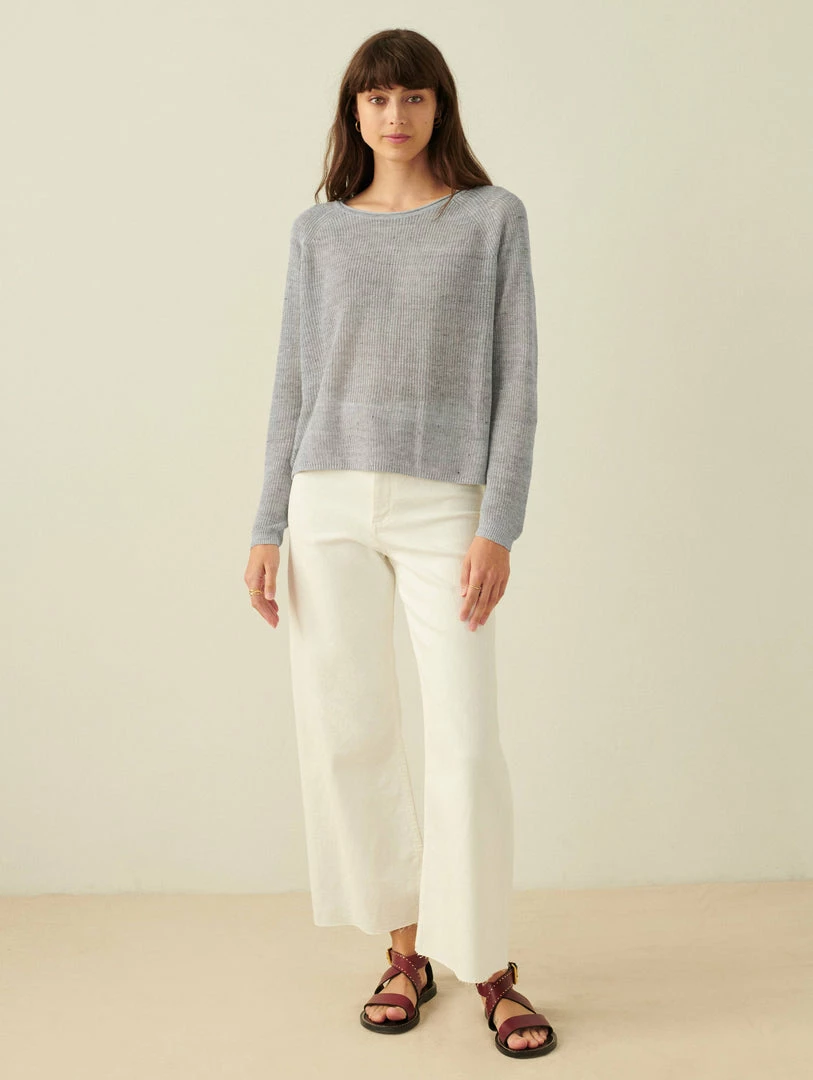 Top 10 🎁 White + Warren Linen Ribbed Crewneck 👏 2 White + Warren Linen Ribbed Crewneck