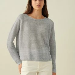 White + Warren Linen Ribbed Crewneck