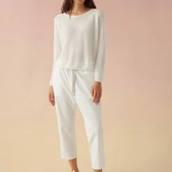 White + Warren Linen Ribbed Crewneck