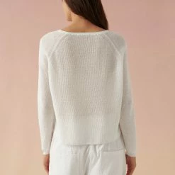 White + Warren Linen Ribbed Crewneck
