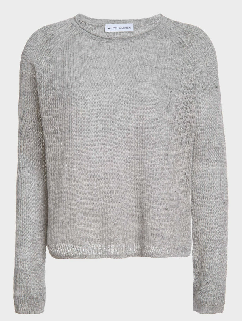 Top 10 🎁 White + Warren Linen Ribbed Crewneck 👏 5 White + Warren Linen Ribbed Crewneck