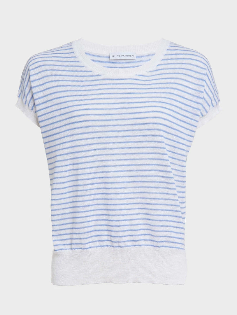 Cheap 👏 White + Warren Linen Slub Striped Tee Vacation Wardrobe 😉 4 White + Warren Linen Slub Striped Tee Vacation Wardrobe