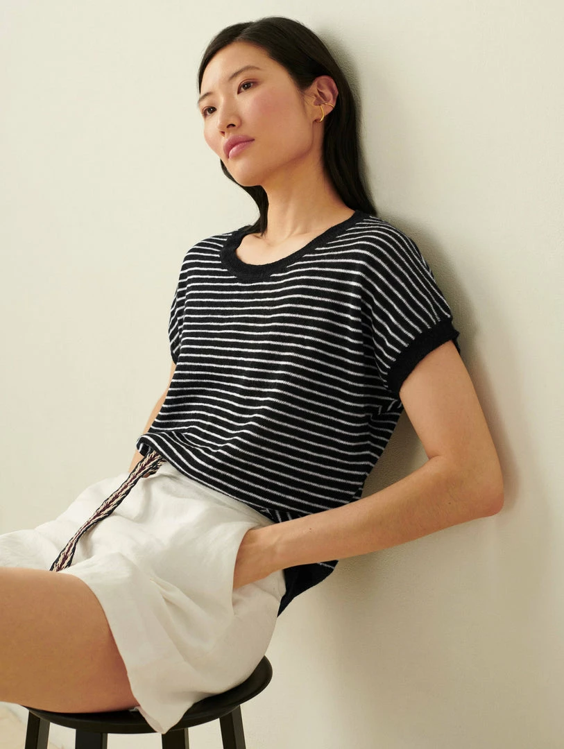 Top 10 β White + Warren Vacation Wardrobe Linen Slub Striped Tee π₯ 1 White + Warren Vacation Wardrobe Linen Slub Striped Tee