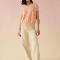 White + Warren Vacation Wardrobe Linen Slub Striped Tee