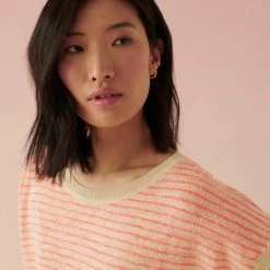 White + Warren Vacation Wardrobe Linen Slub Striped Tee