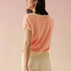 White + Warren Vacation Wardrobe Linen Slub Striped Tee