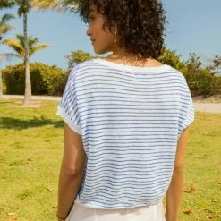 Cheap 👏 White + Warren Linen Slub Striped Tee Vacation Wardrobe 😉 6 White + Warren Linen Slub Striped Tee Vacation Wardrobe