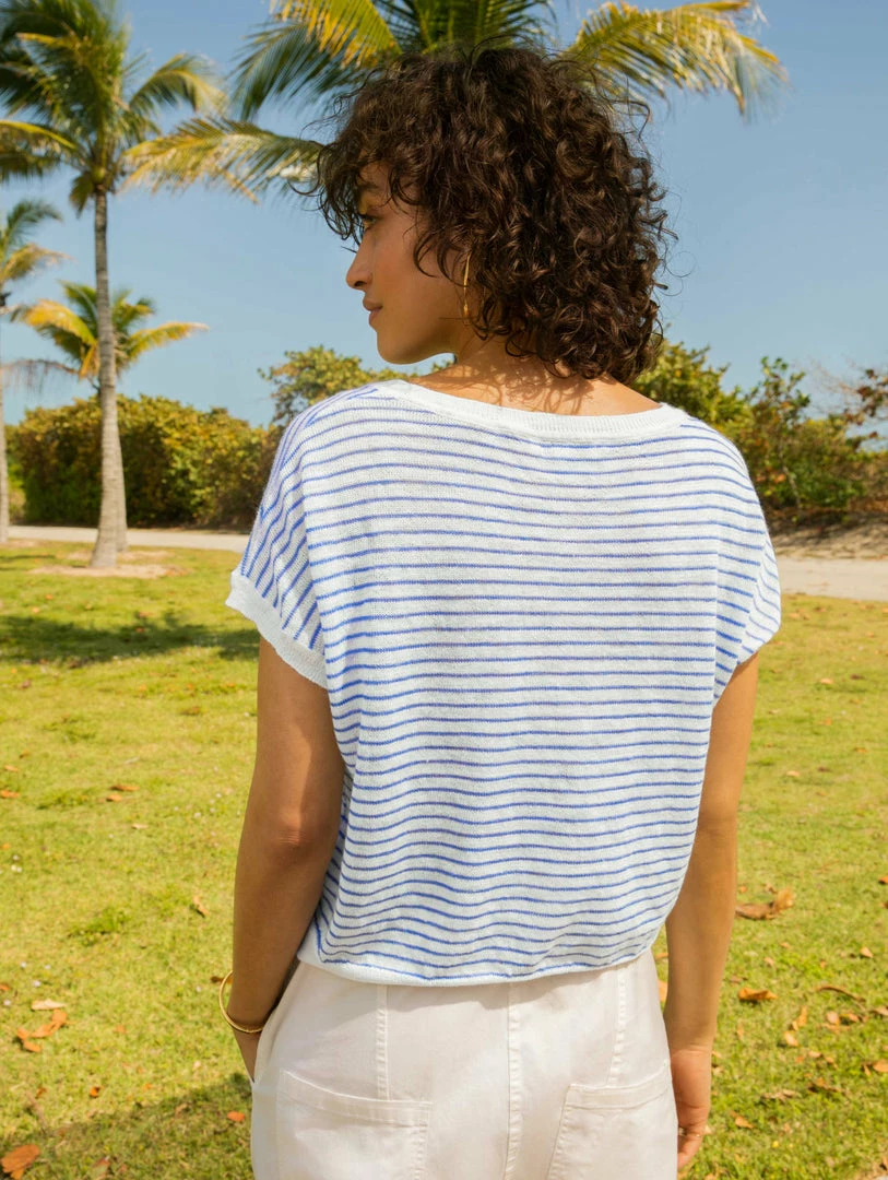 Cheap 👏 White + Warren Linen Slub Striped Tee Vacation Wardrobe 😉 3 White + Warren Linen Slub Striped Tee Vacation Wardrobe