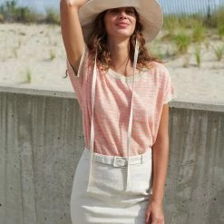 White + Warren Vacation Wardrobe Linen Slub Striped Tee