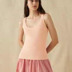 White + Warren Linen Blend Ribbed Tank