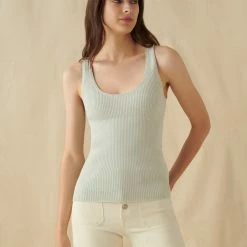 White + Warren Linen Blend Ribbed Tank