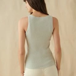 White + Warren Linen Blend Ribbed Tank