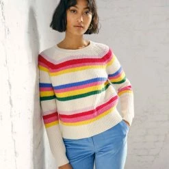 Coupon ✨ White + Warren Pattern Shop Cotton Striped Rib Crewneck ✨ 7 White + Warren Pattern Shop Cotton Striped Rib Crewneck