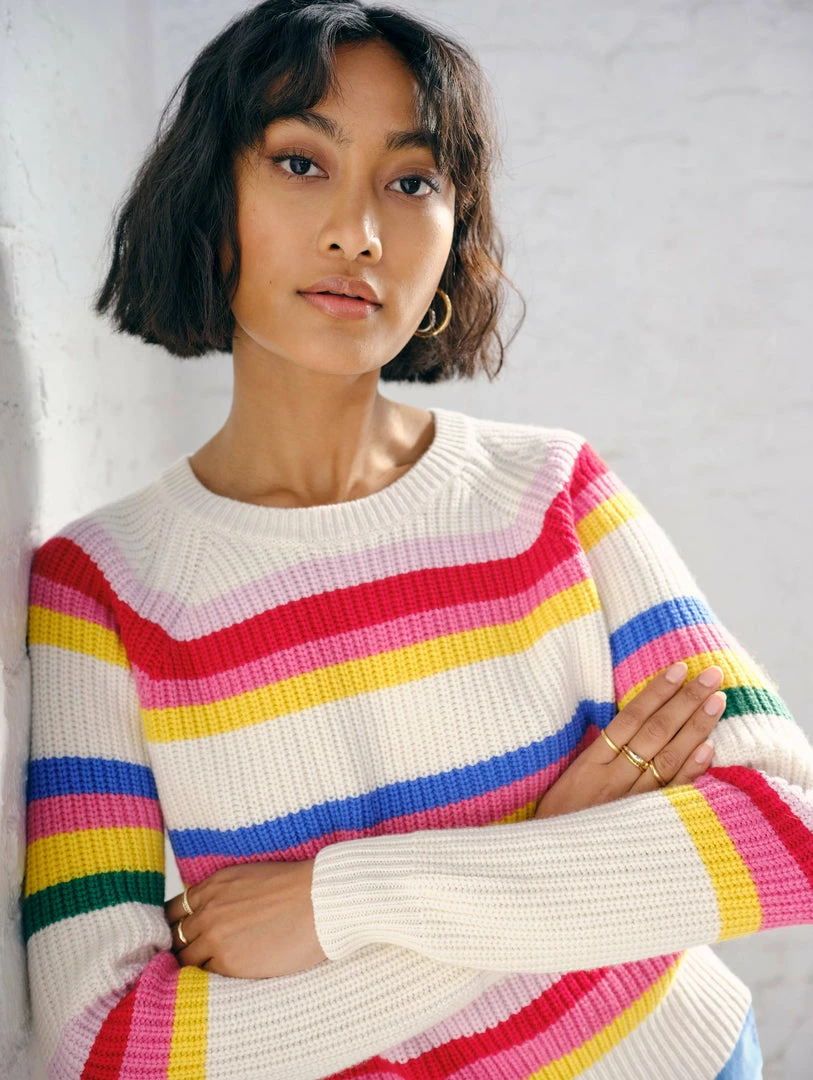 Coupon ✨ White + Warren Pattern Shop Cotton Striped Rib Crewneck ✨ 4 White + Warren Pattern Shop Cotton Striped Rib Crewneck