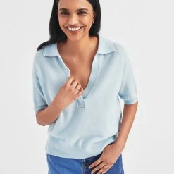 Coupon 😍 White + Warren Cashmere Polo Top 💯 6 White + Warren Cashmere Polo Top