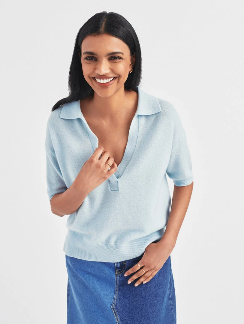 Coupon 😍 White + Warren Cashmere Polo Top 💯 3 White + Warren Cashmere Polo Top