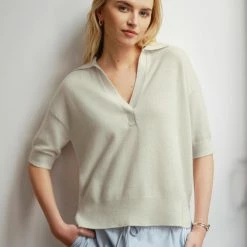 White + Warren Sweaters Cashmere Polo Top