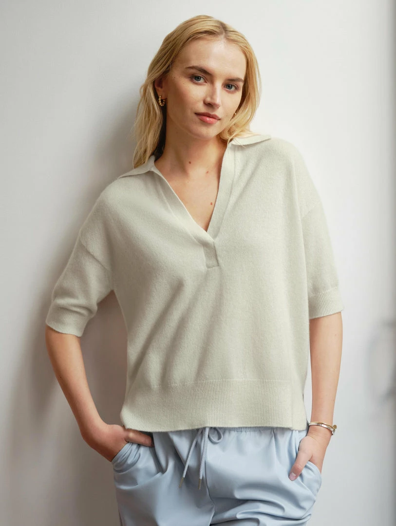 Best reviews of ๐ White + Warren Sweaters Cashmere Polo Top ๐งจ 2 White + Warren Sweaters Cashmere Polo Top
