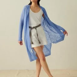 Wholesale ❤️ White + Warren Linen Slub Long Hooded Cardigan Vacation Wardrobe 🔔 6 White + Warren Linen Slub Long Hooded Cardigan Vacation Wardrobe