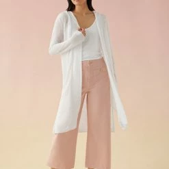 White + Warren Vacation Wardrobe Linen Slub Long Hooded Cardigan