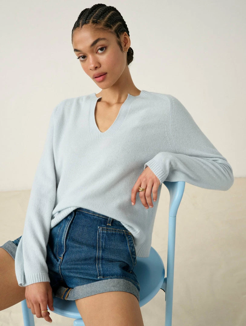 Cheapest ⭐ White + Warren Cashmere Split Neck Pullover ❤️ 1 White + Warren Cashmere Split Neck Pullover