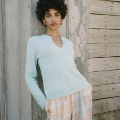 White + Warren Cashmere Split Neck Pullover