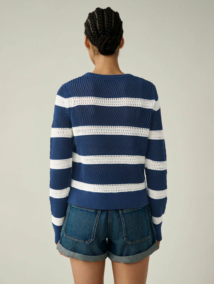 Best Sale ⌛ White + Warren Cotton Striped Mesh Crewneck ☀️ Summer Staples ⌛ 6 White + Warren Cotton Striped Mesh Crewneck Summer Staples