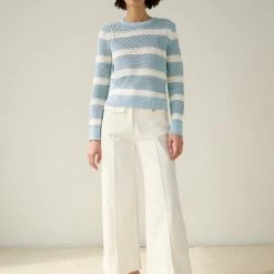 Buy ✔️ White + Warren Cotton Striped Mesh Crewneck ☀️ Summer Staples 🔔 9 White + Warren Cotton Striped Mesh Crewneck Summer Staples