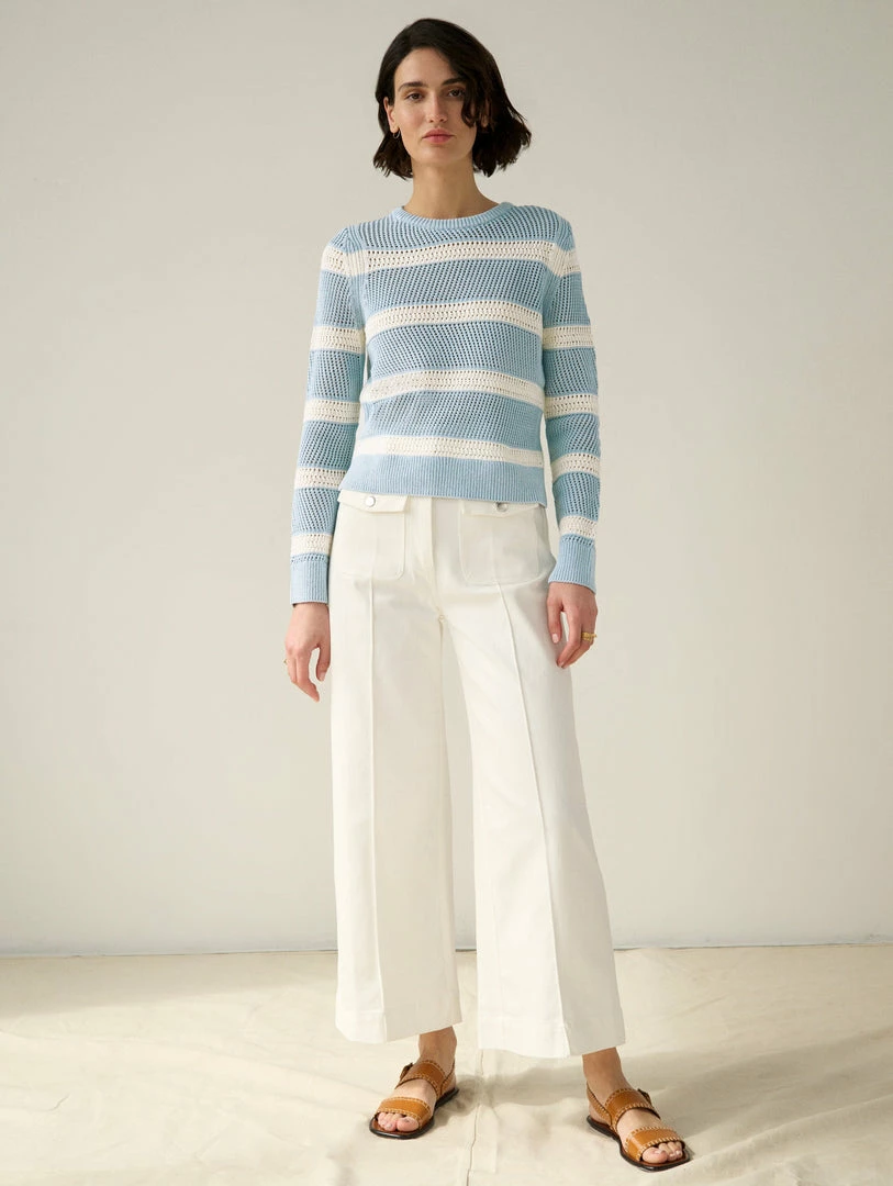 Buy ✔️ White + Warren Cotton Striped Mesh Crewneck ☀️ Summer Staples 🔔 4 White + Warren Cotton Striped Mesh Crewneck Summer Staples