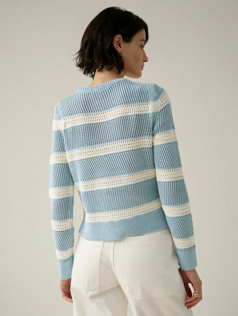 Buy ✔️ White + Warren Cotton Striped Mesh Crewneck ☀️ Summer Staples 🔔 6 White + Warren Cotton Striped Mesh Crewneck Summer Staples