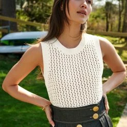 White + Warren Cotton Mesh Tank