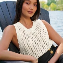 White + Warren Cotton Mesh Tank